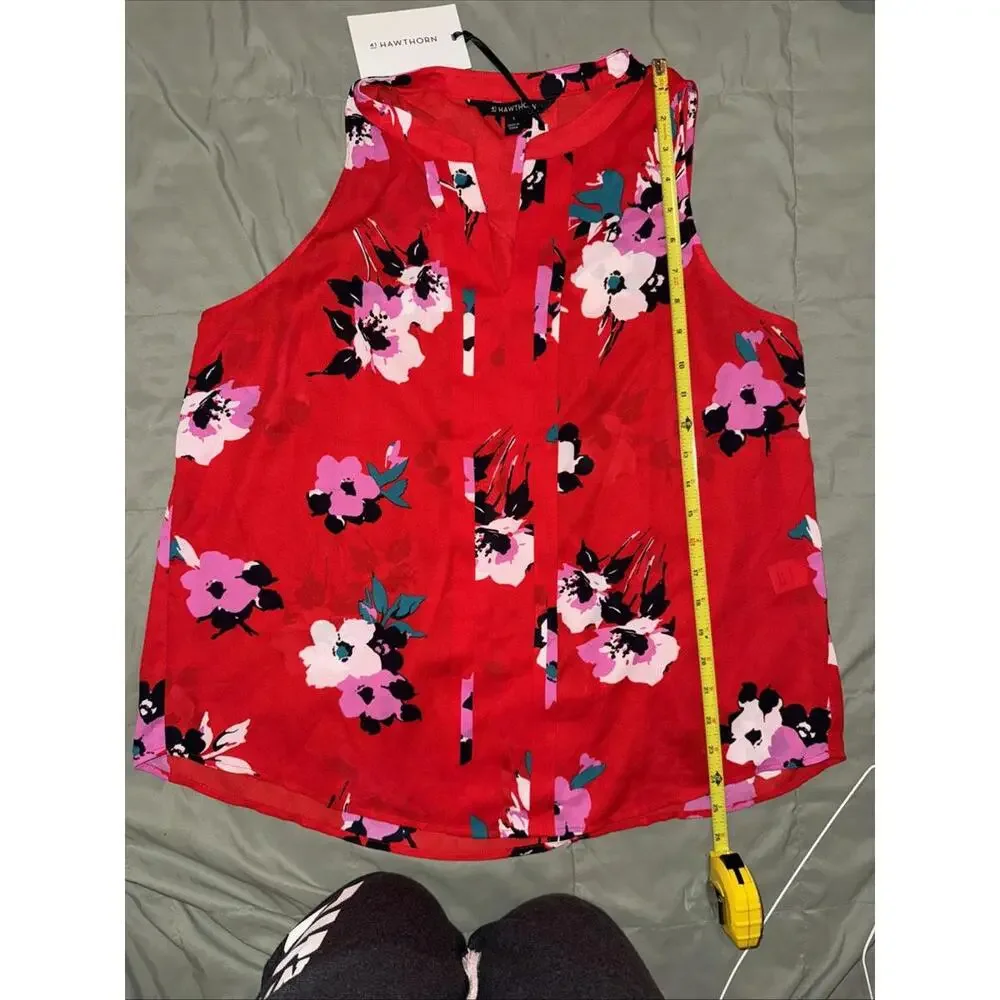 41 Hawthorn Lexie Floral Sleeveless Blouse, Women's Size L - Red Multi